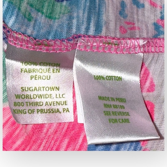 Lilly Pulitzer Etta V-Neck Cotton Top “Raise The Bar” Pink Pineapple XL - Picture 9 of 12